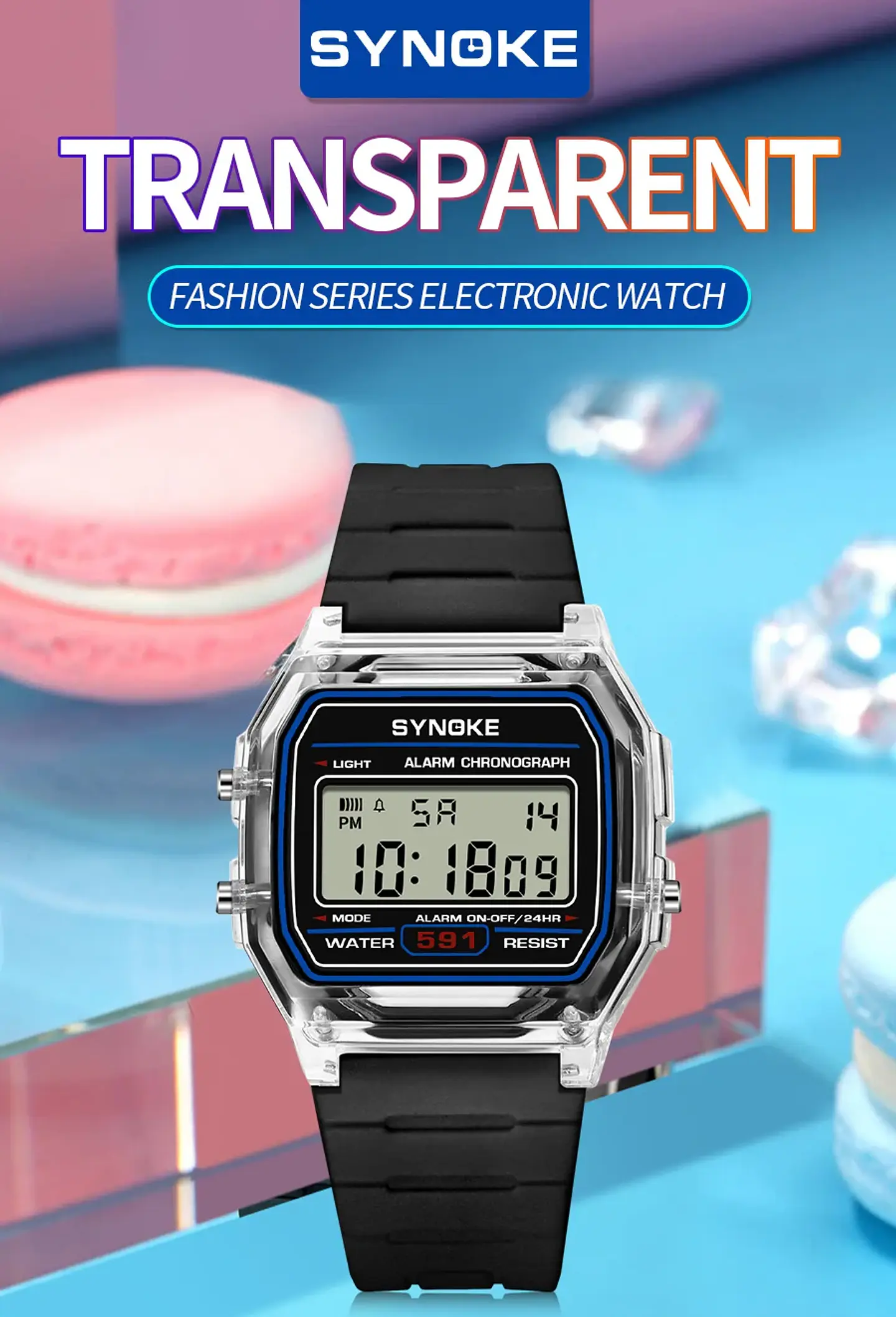 Reloj Digital SYNOKE para estudiantes, reloj deportivo Unisex, reloj deportivo multifunción resistente al agua con LED luminoso, reloj clásico para hombres y mujeres 15