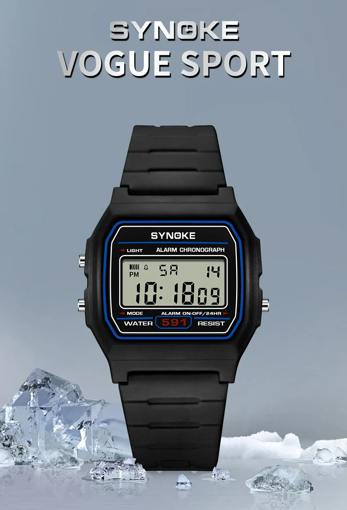 Reloj Digital SYNOKE para estudiantes, reloj deportivo Unisex, reloj deportivo multifunción resistente al agua con LED luminoso, reloj clásico para hombres y mujeres 16