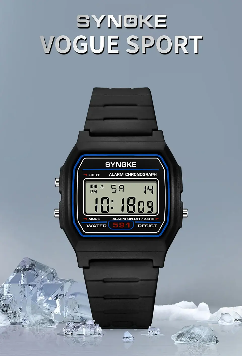 Reloj Digital SYNOKE para estudiantes, reloj deportivo Unisex, reloj deportivo multifunción resistente al agua con LED luminoso, reloj clásico para hombres y mujeres 16