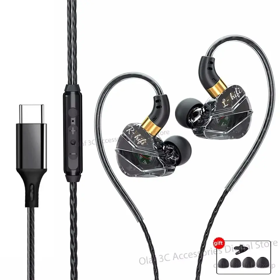 OLAF-auriculares HiFi tipo C para videojuegos, cascos con cable, manos libres, estéreo, graves, 3,5mm, deportivos, cancelación de ruido 7