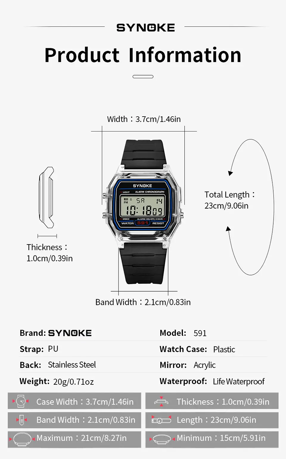 Reloj Digital SYNOKE para estudiantes, reloj deportivo Unisex, reloj deportivo multifunción resistente al agua con LED luminoso, reloj clásico para hombres y mujeres 17