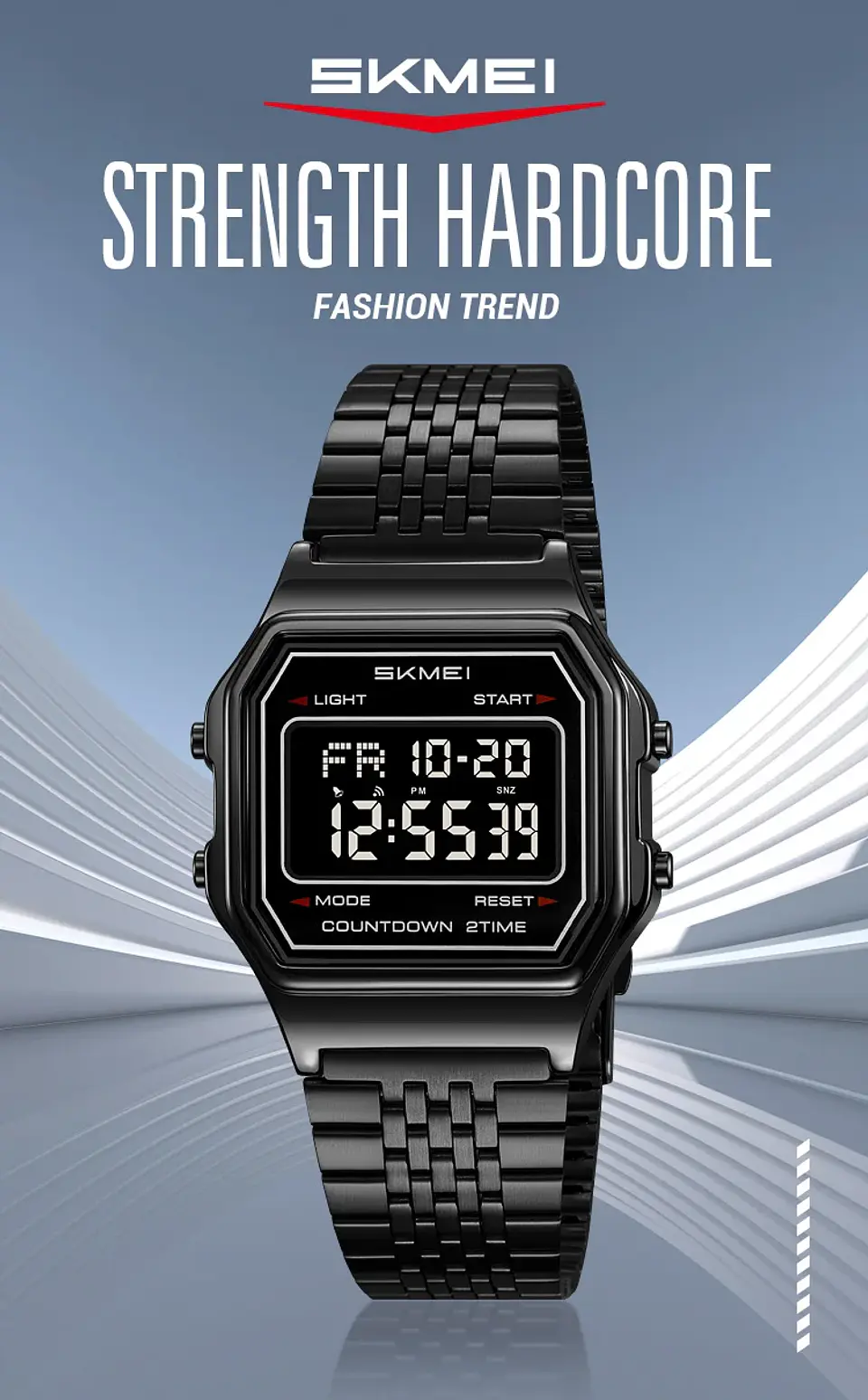 Reloj Digital SKMEI 2465 de lujo para hombre, reloj electrónico resistente al agua de acero inoxidable. 11