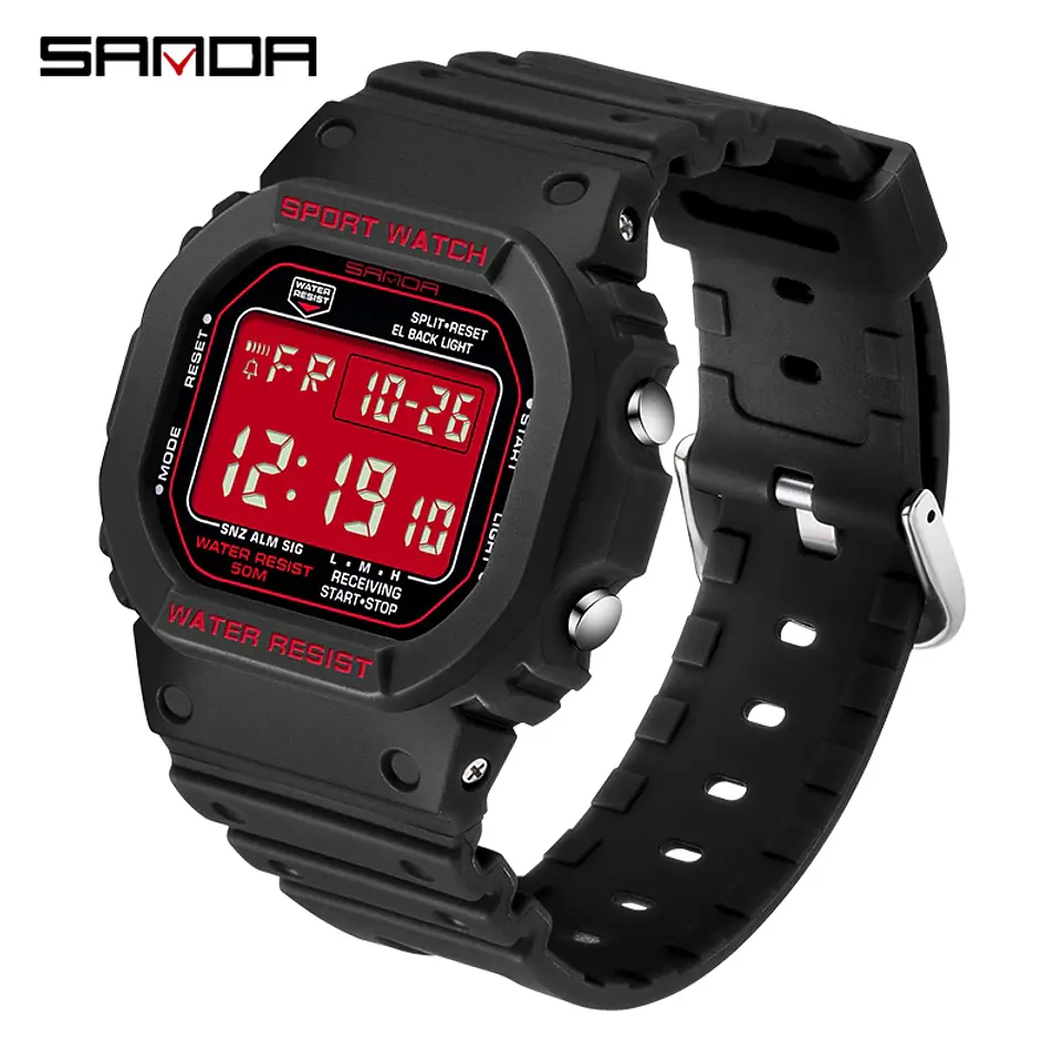 Reloj Digital SANDA de la mejor marca a la moda estilo G para hombre, relojes deportivos impermeables. 7