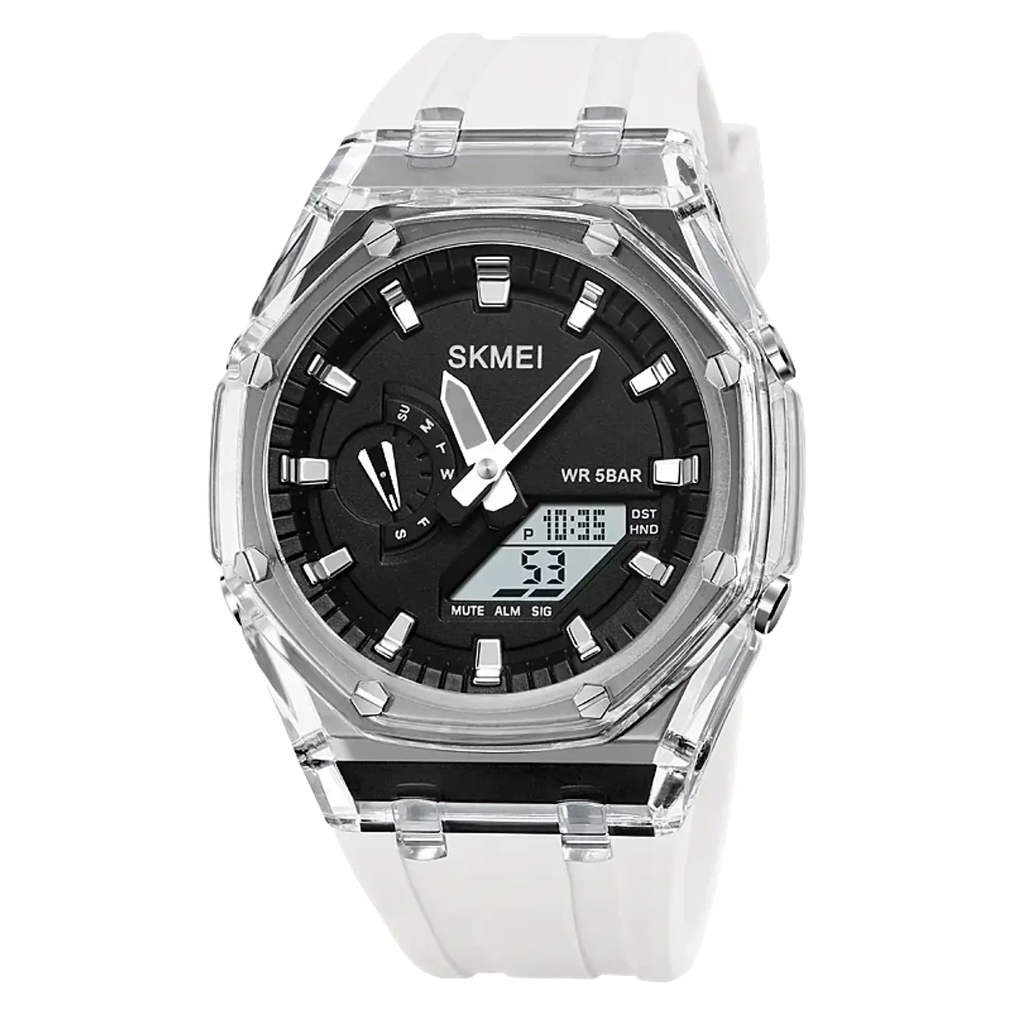 Reloj SKMEI 2100 resistente al agua para hombre, cronómetro de cuenta atrás, luz Led, reloj de pulsera con movimiento electrónico, reloj despertador de 5 horas, relojes digitales 8