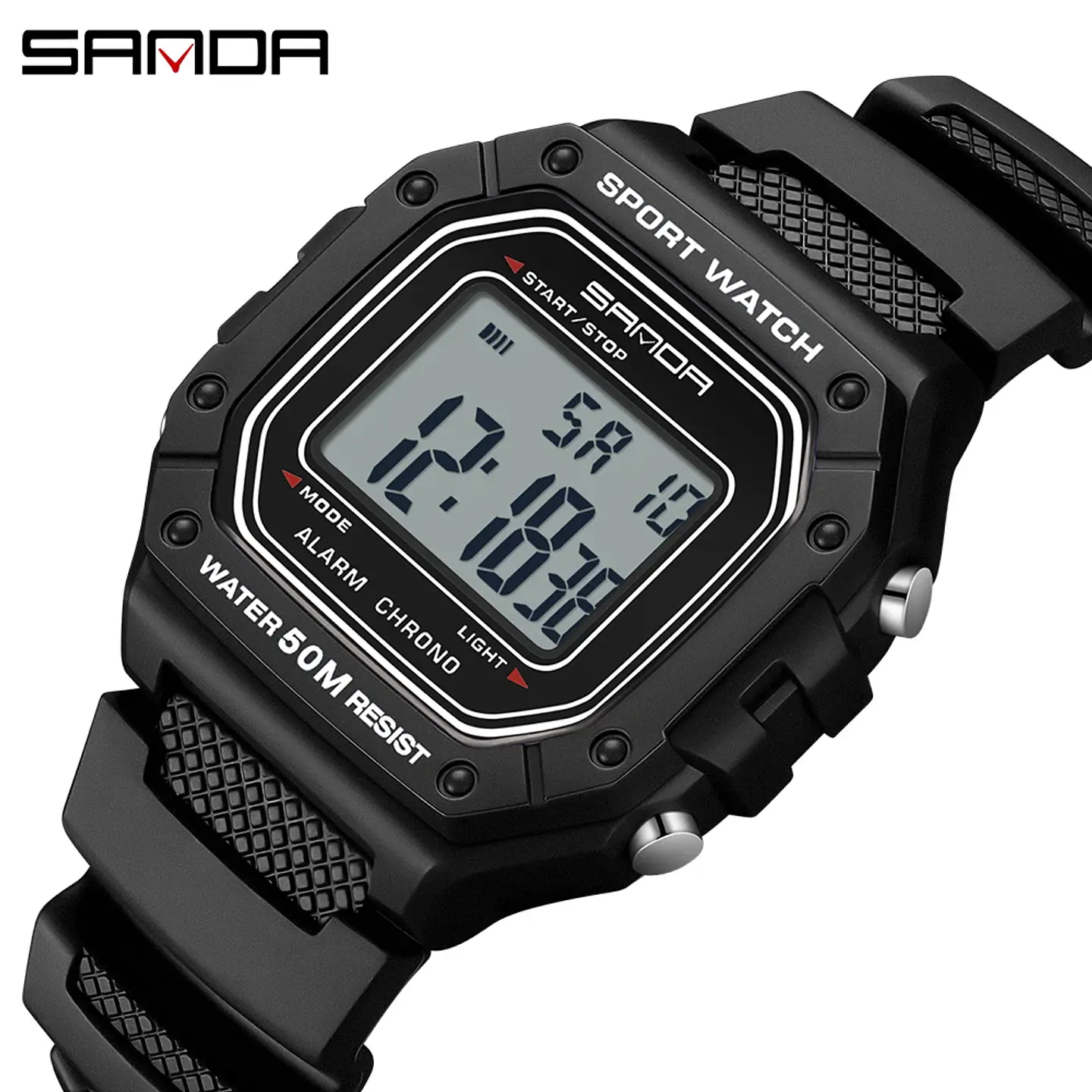 SANDA 2156 reloj de moda para hombre, relojes deportivos militares resistentes al agua, relojes de pulsera digitales Led con esfera grande del ejército, cronómetros para hombre 12
