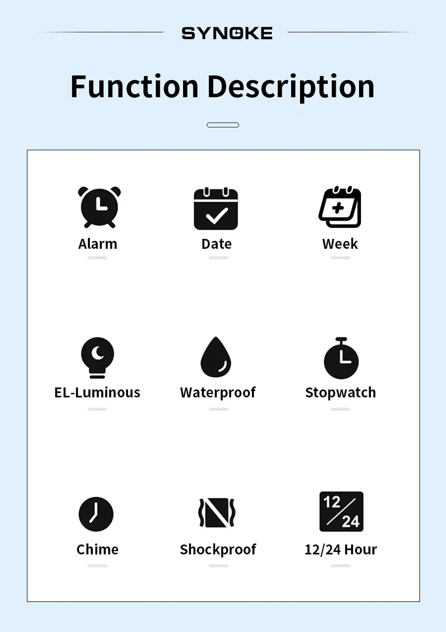 Reloj Digital SYNOKE para estudiantes, reloj deportivo Unisex, reloj deportivo multifunción resistente al agua con LED luminoso, reloj clásico para hombres y mujeres 18