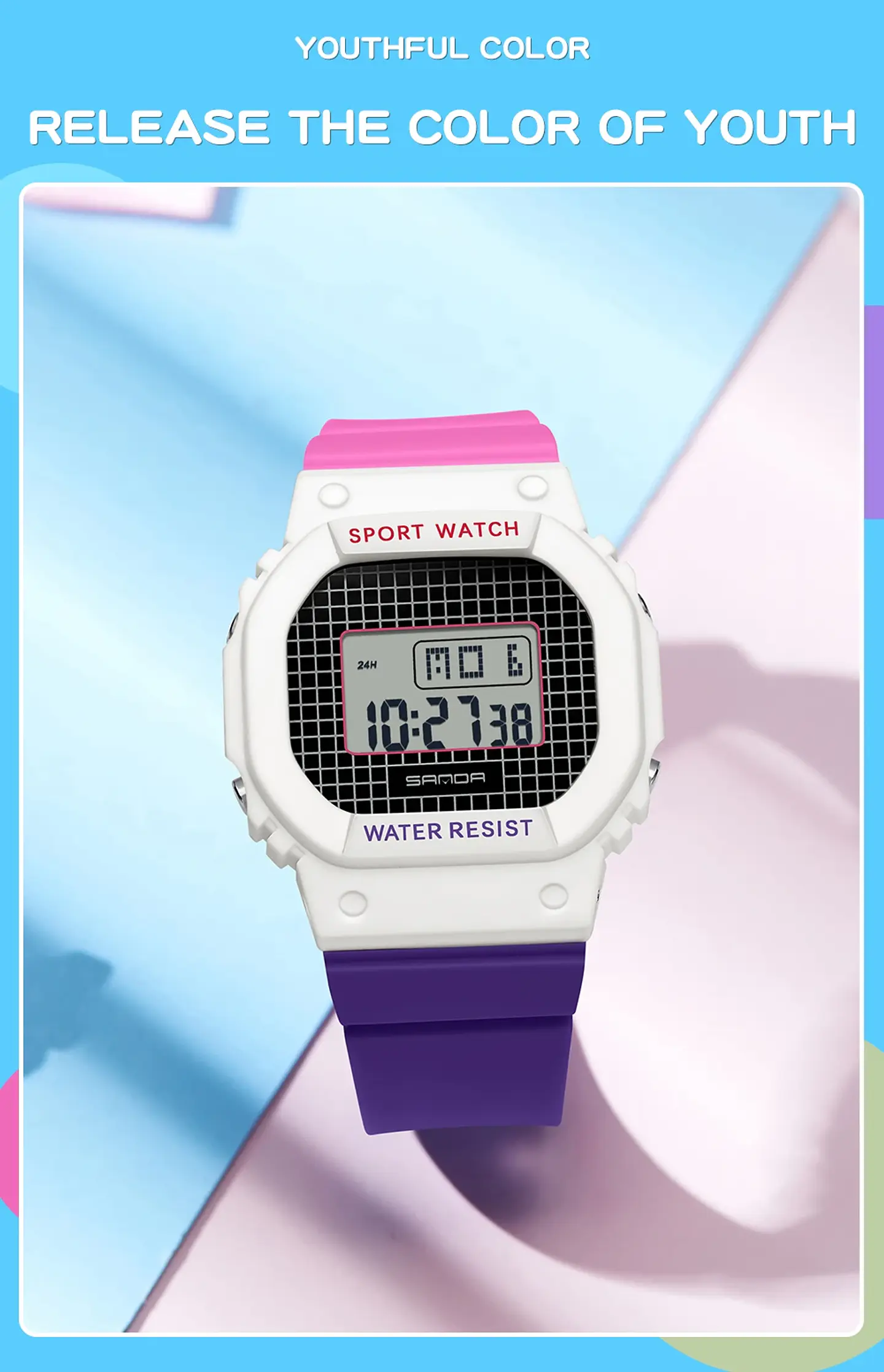 Reloj Digital LED SANDA para niños y niñas, reloj deportivo para niños, reloj electrónico resistente al agua, reloj de regalo informal para niños al aire libre 17