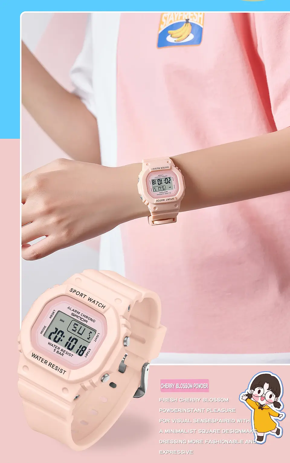Reloj Digital LED SANDA para niños y niñas, reloj deportivo para niños, reloj electrónico resistente al agua, reloj de regalo informal para niños al aire libre 18