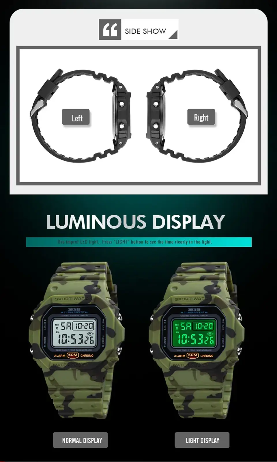 SKMEI 1628 relojes digitales de lujo para Hombre, relojes de pulsera electrónicos deportivos impermeables para Hombre, Reloj con luz trasera militar, Reloj 1988 para Hombre 22