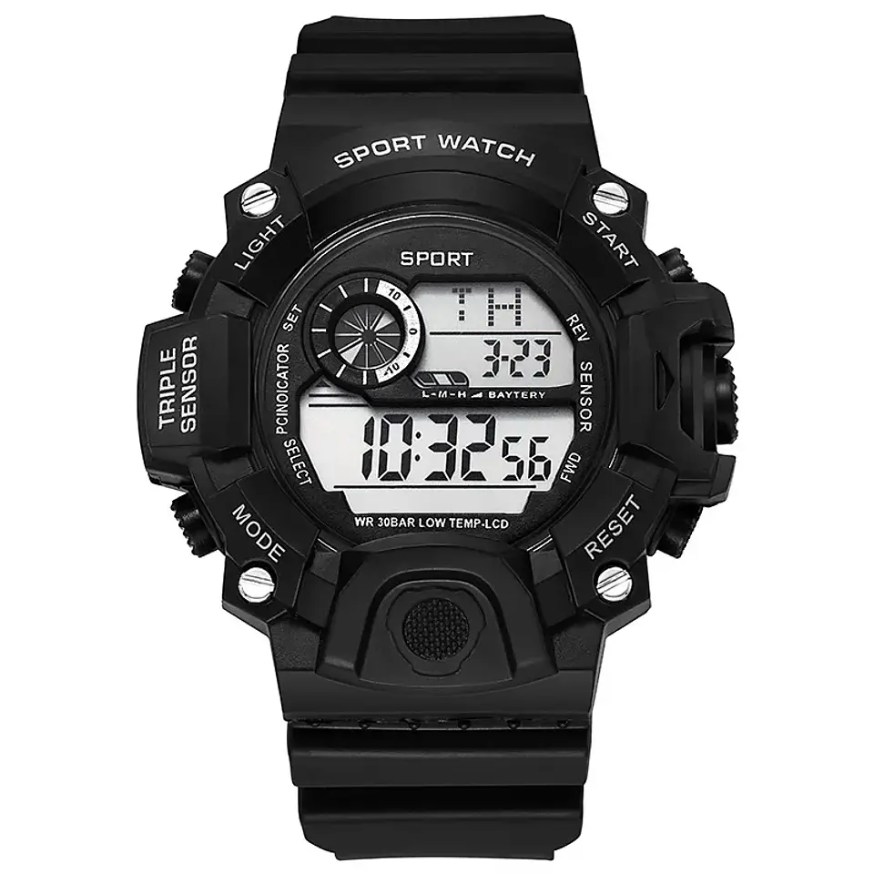 Reloj de pulsera electrónico deportivo a la moda para hombre, Esfera Grande, multifuncional, resistente al agua, alarma luminosa, reloj militar para niños y hombres 12