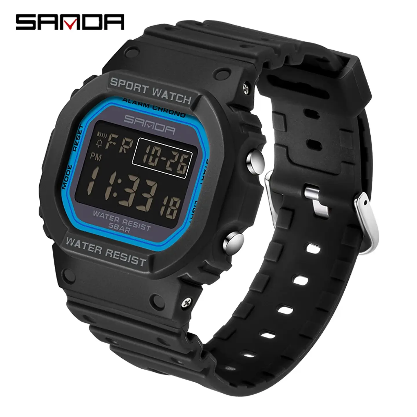Reloj Digital SANDA de la mejor marca a la moda estilo G para hombre, relojes deportivos impermeables. 9
