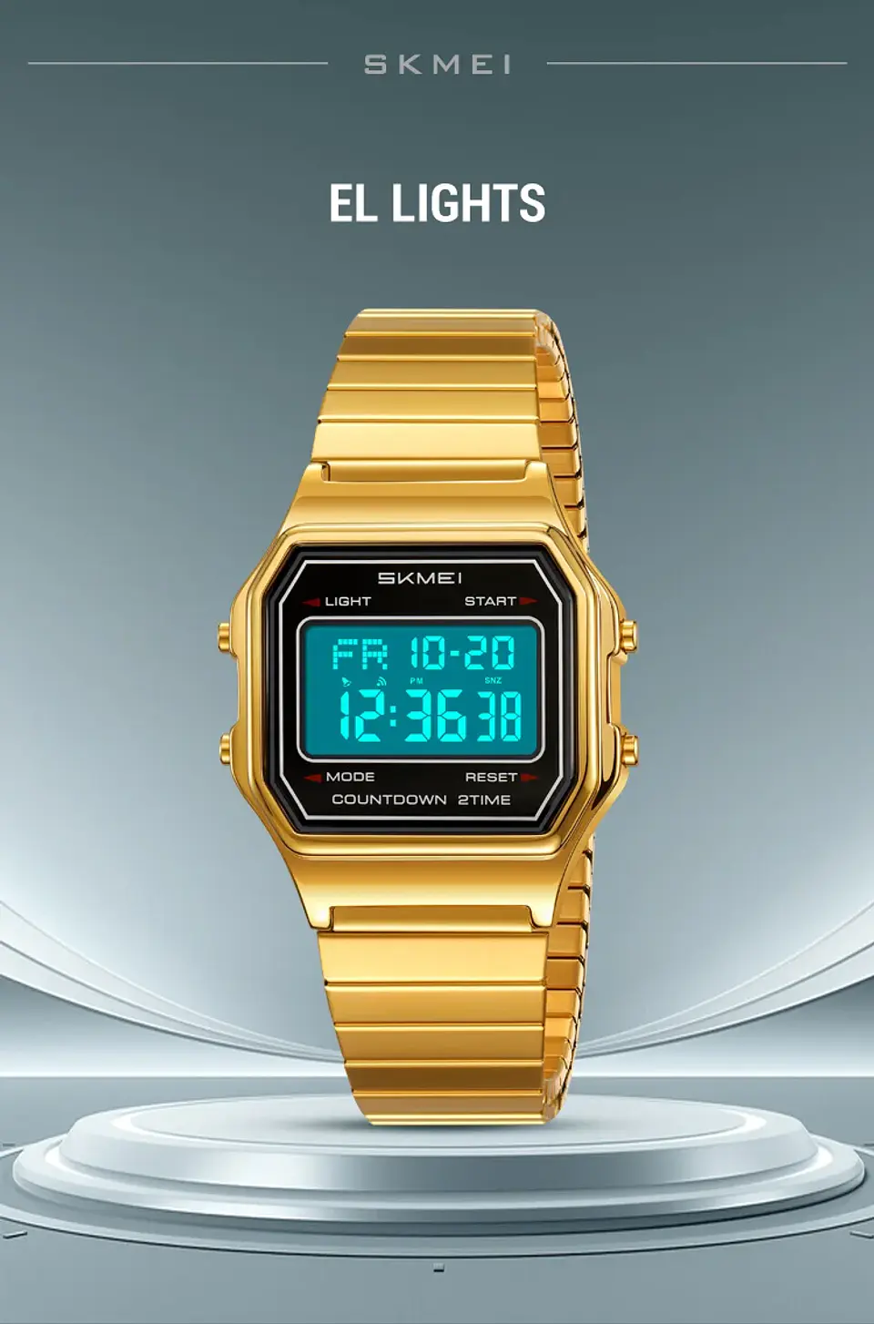 Reloj Digital SKMEI 2465 de lujo para hombre, reloj electrónico resistente al agua de acero inoxidable. 18