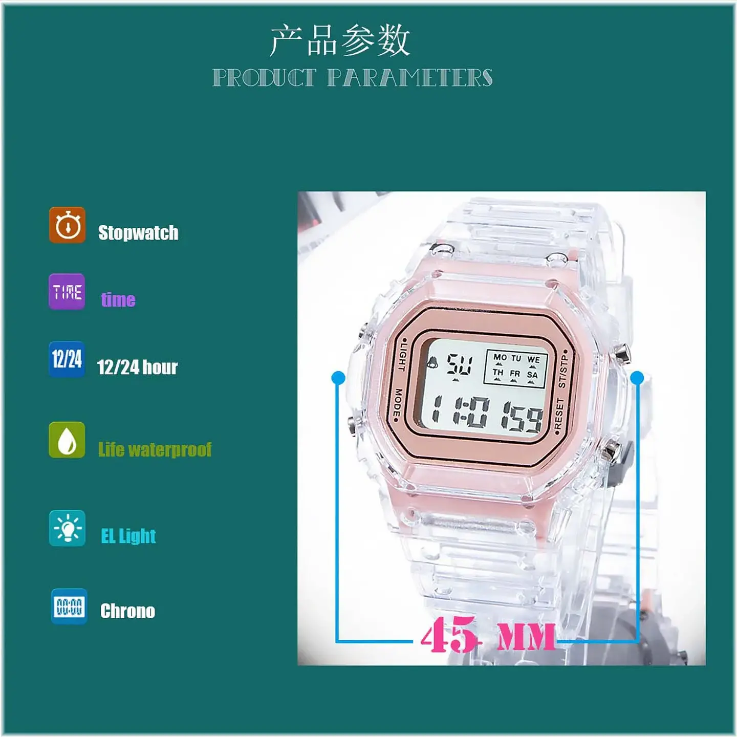 Reloj Digital LED con correa de acero similar a F91W para mujer, relojes militares deportivos Vintage, pulsera electrónica 15