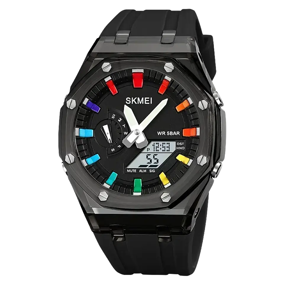 Reloj SKMEI 2100 resistente al agua para hombre, cronómetro de cuenta atrás, luz Led, reloj de pulsera con movimiento electrónico, reloj despertador de 5 horas, relojes digitales 10
