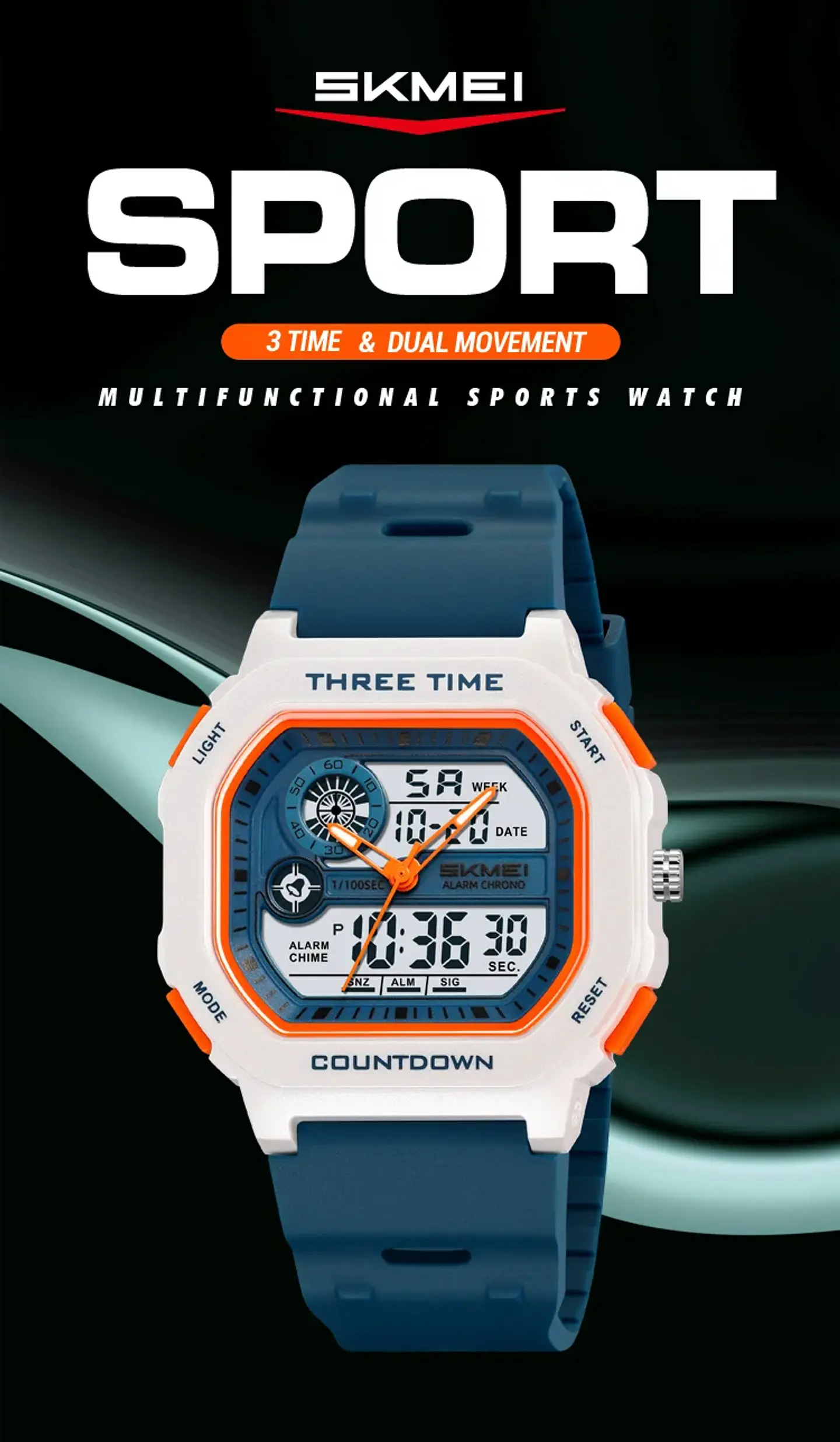 SKMEI 2641 Nuevo Reloj Digital Deportivo de Doble Pantalla para Hombre, Reloj Militar Electrónico Multifuncional a Prueba de Agua. 11