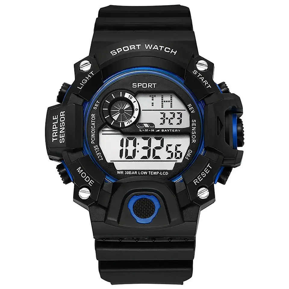 Reloj de pulsera electrónico deportivo a la moda para hombre, Esfera Grande, multifuncional, resistente al agua, alarma luminosa, reloj militar para niños y hombres 13