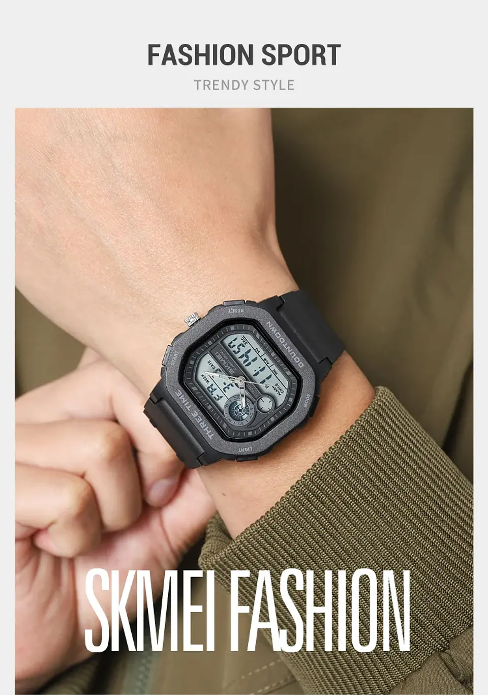 SKMEI 2641 Nuevo Reloj Digital Deportivo de Doble Pantalla para Hombre, Reloj Militar Electrónico Multifuncional a Prueba de Agua. 14