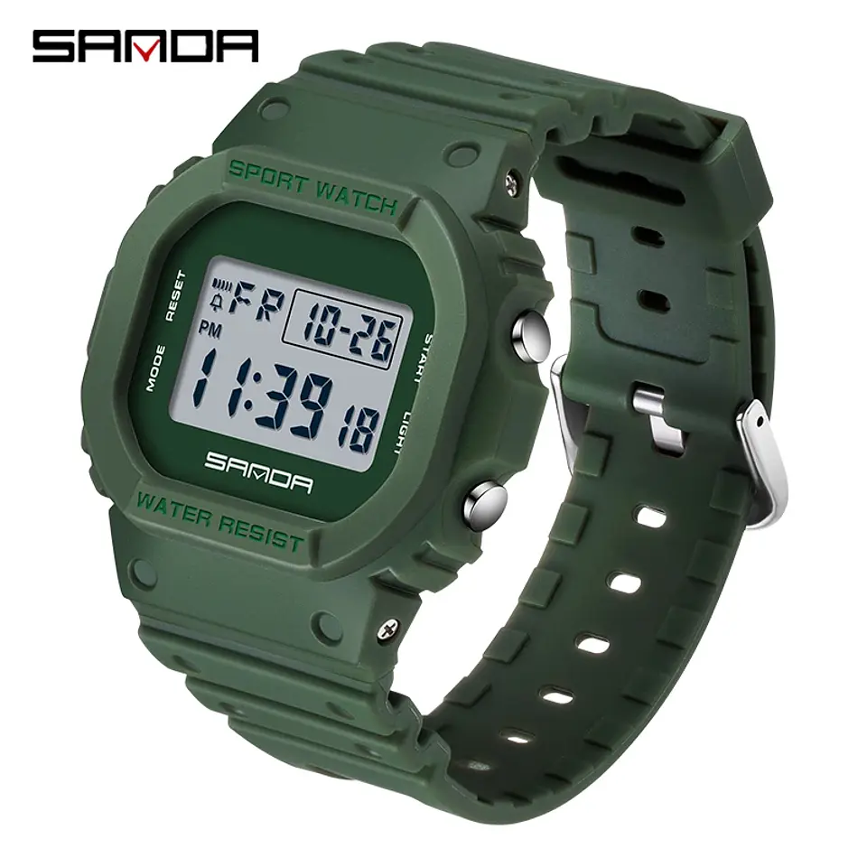 Reloj Digital SANDA de la mejor marca a la moda estilo G para hombre, relojes deportivos impermeables. 12