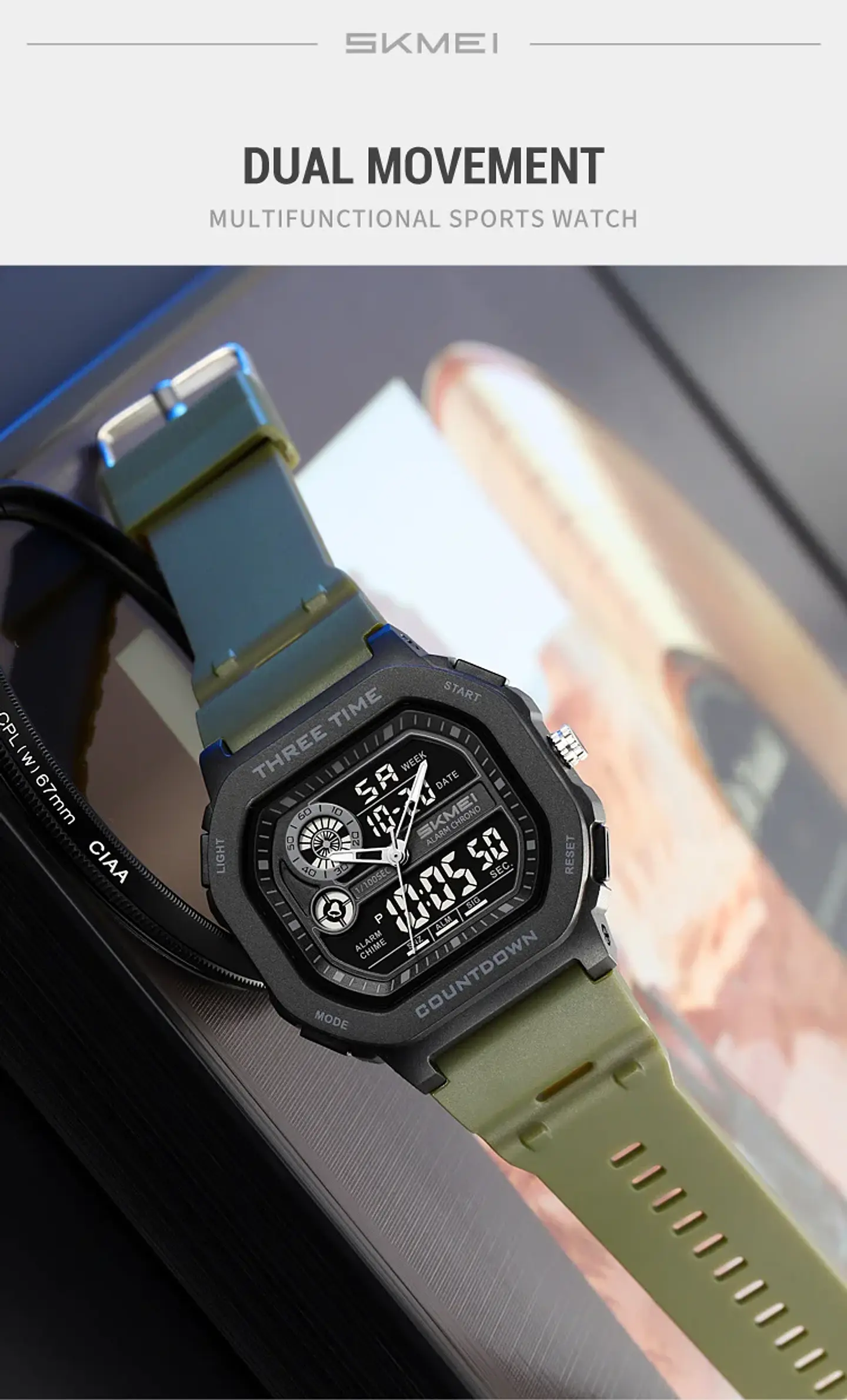 SKMEI 2641 Nuevo Reloj Digital Deportivo de Doble Pantalla para Hombre, Reloj Militar Electrónico Multifuncional a Prueba de Agua. 15