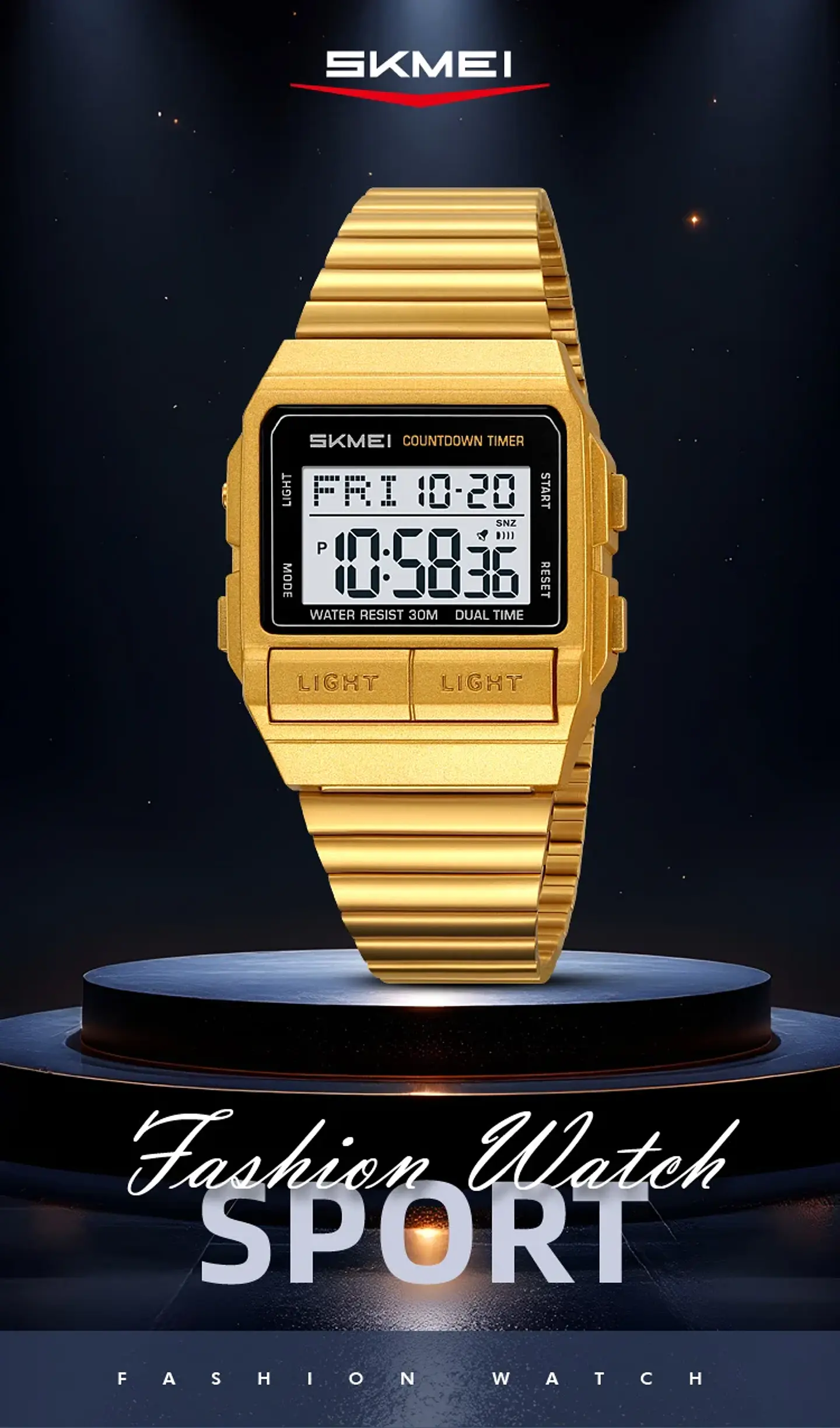 Reloj Electrónico Digital Deportivo SKMEI 2475, Nuevo, Resistente al Agua, para Hombre y Mujer, Diseño Simple, con Luz Nocturna EL, Reloj de Lujo 11