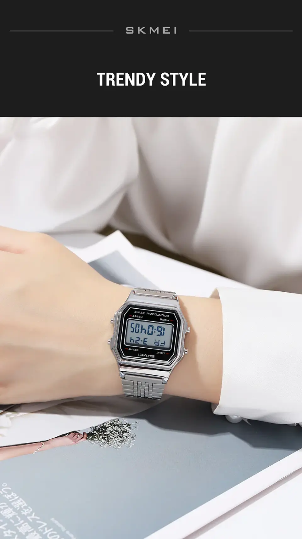 Reloj Digital SKMEI 2465 de lujo para hombre, reloj electrónico resistente al agua de acero inoxidable. 21
