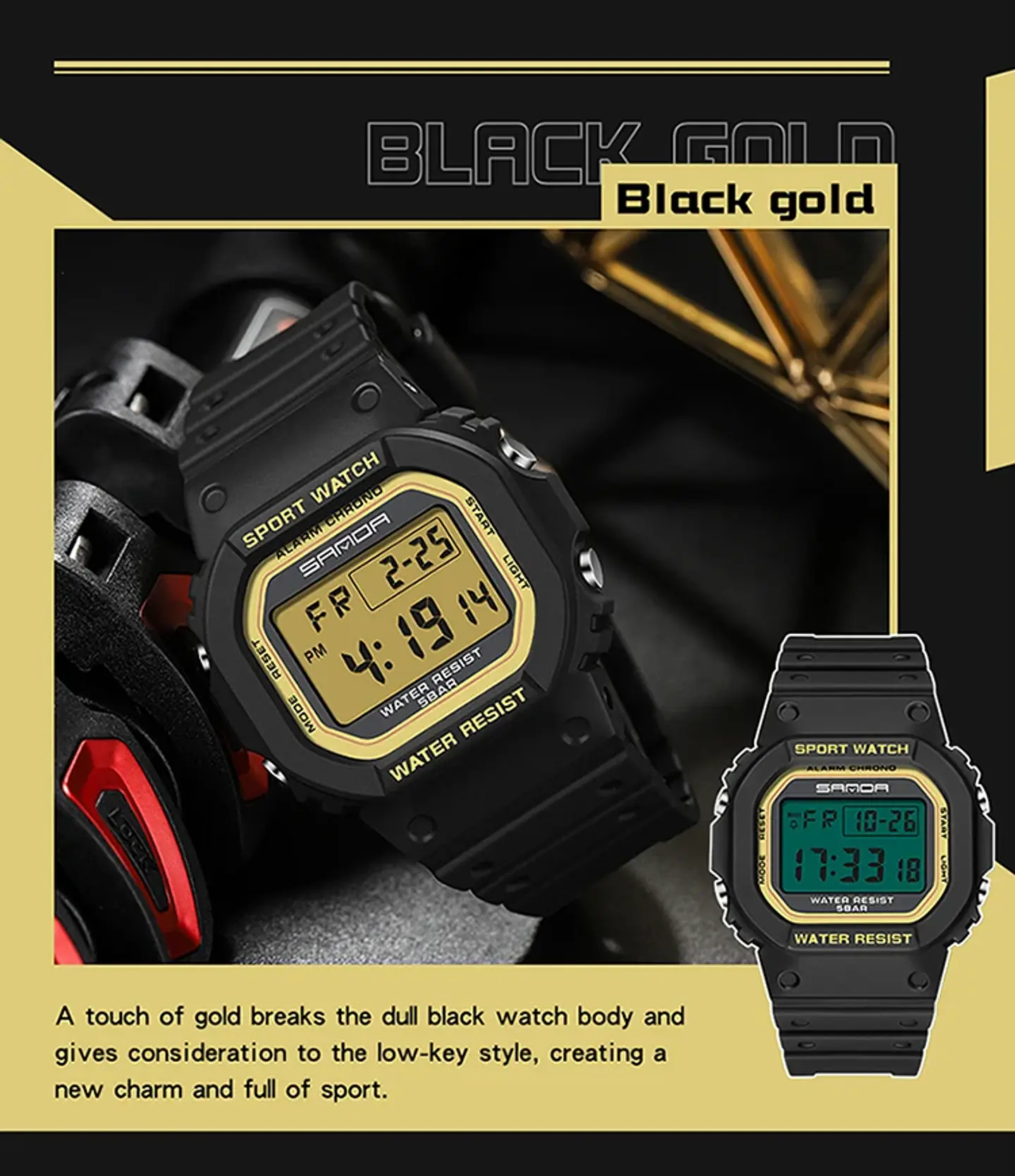 Reloj Digital SANDA de la mejor marca a la moda estilo G para hombre, relojes deportivos impermeables. 15