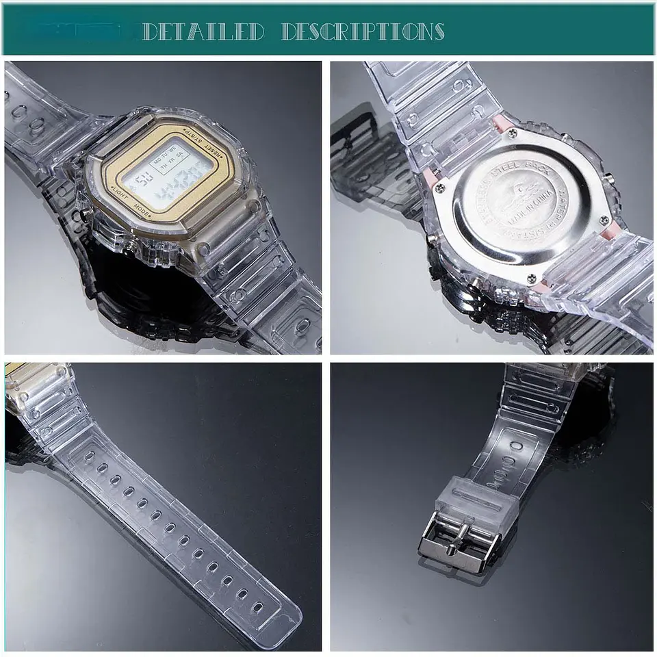 Reloj Digital LED con correa de acero similar a F91W para mujer, relojes militares deportivos Vintage, pulsera electrónica 17