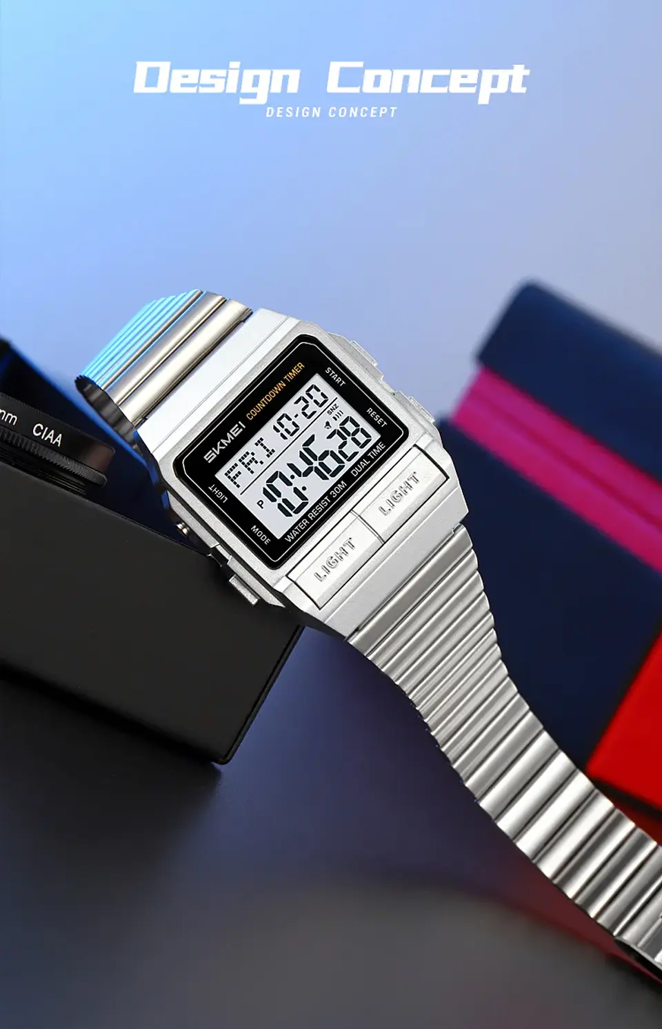 Reloj Electrónico Digital Deportivo SKMEI 2475, Nuevo, Resistente al Agua, para Hombre y Mujer, Diseño Simple, con Luz Nocturna EL, Reloj de Lujo 13