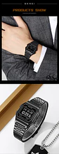 Reloj Digital SKMEI 2465 de lujo para hombre, reloj electrónico resistente al agua de acero inoxidable. - Miniatura 23