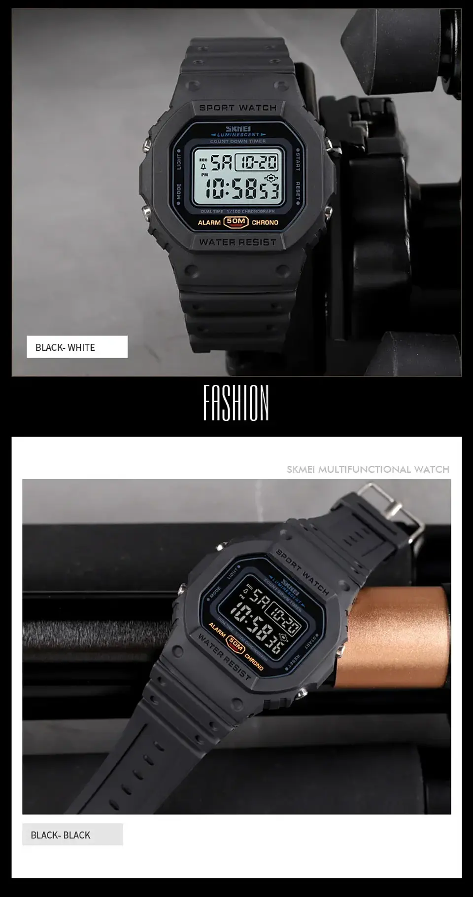 SKMEI 1628 relojes digitales de lujo para Hombre, relojes de pulsera electrónicos deportivos impermeables para Hombre, Reloj con luz trasera militar, Reloj 1988 para Hombre 28