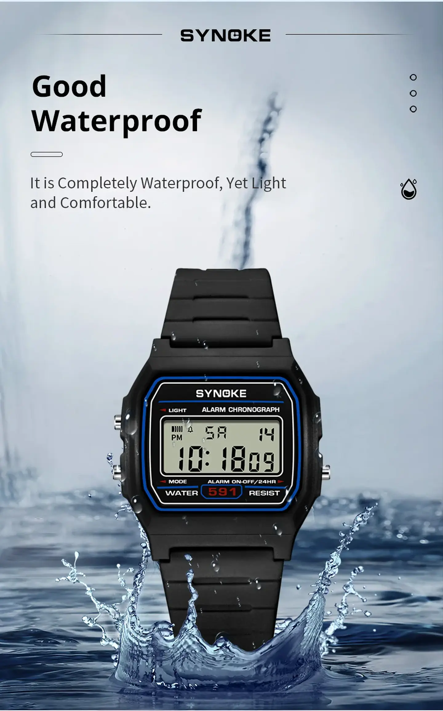 Reloj Digital SYNOKE para estudiantes, reloj deportivo Unisex, reloj deportivo multifunción resistente al agua con LED luminoso, reloj clásico para hombres y mujeres 19
