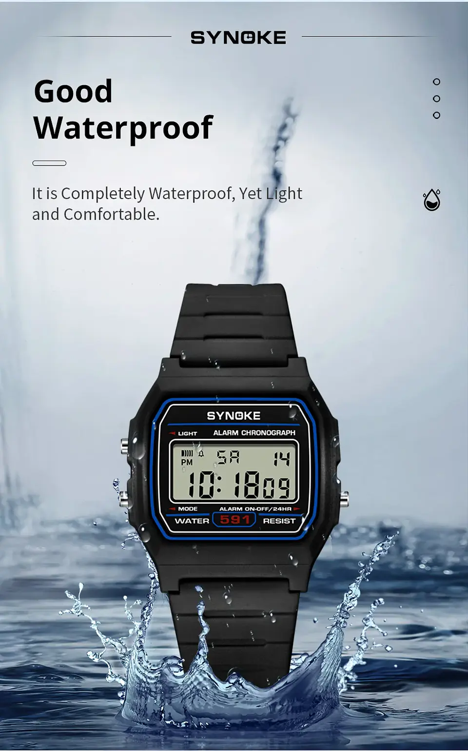 Reloj Digital SYNOKE para estudiantes, reloj deportivo Unisex, reloj deportivo multifunción resistente al agua con LED luminoso, reloj clásico para hombres y mujeres 19