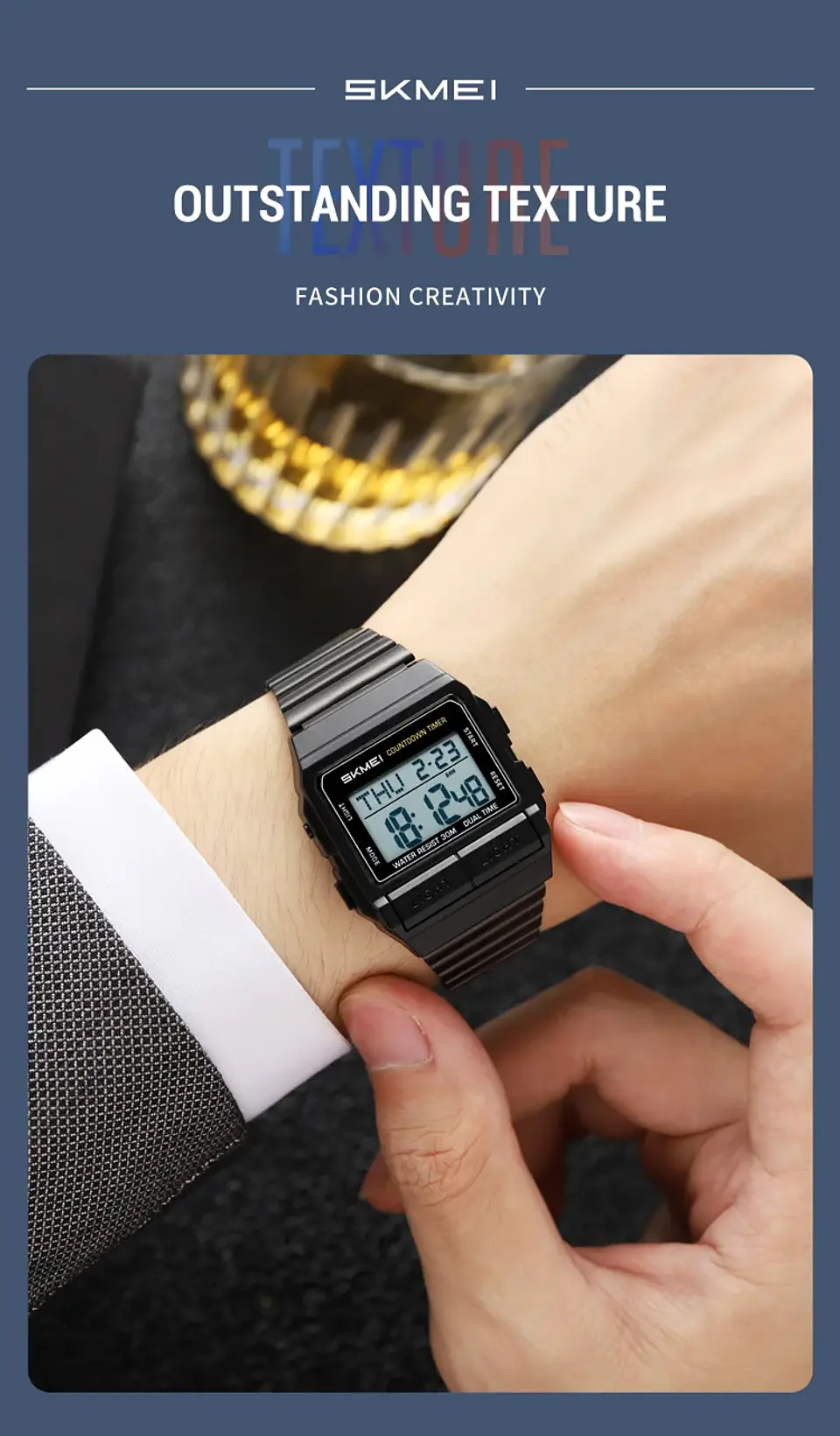 Reloj Electrónico Digital Deportivo SKMEI 2475, Nuevo, Resistente al Agua, para Hombre y Mujer, Diseño Simple, con Luz Nocturna EL, Reloj de Lujo 14