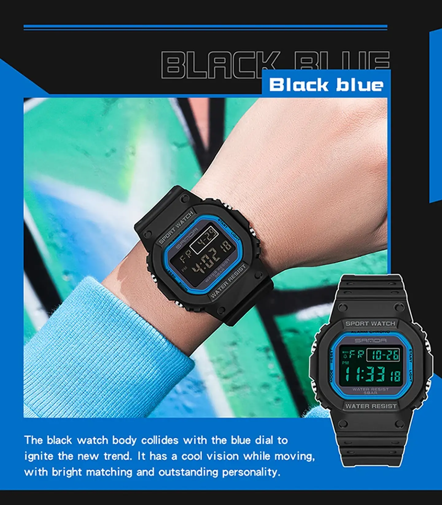 Reloj Digital SANDA de la mejor marca a la moda estilo G para hombre, relojes deportivos impermeables. 17