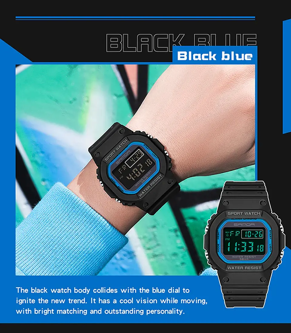 Reloj Digital SANDA de la mejor marca a la moda estilo G para hombre, relojes deportivos impermeables. 17