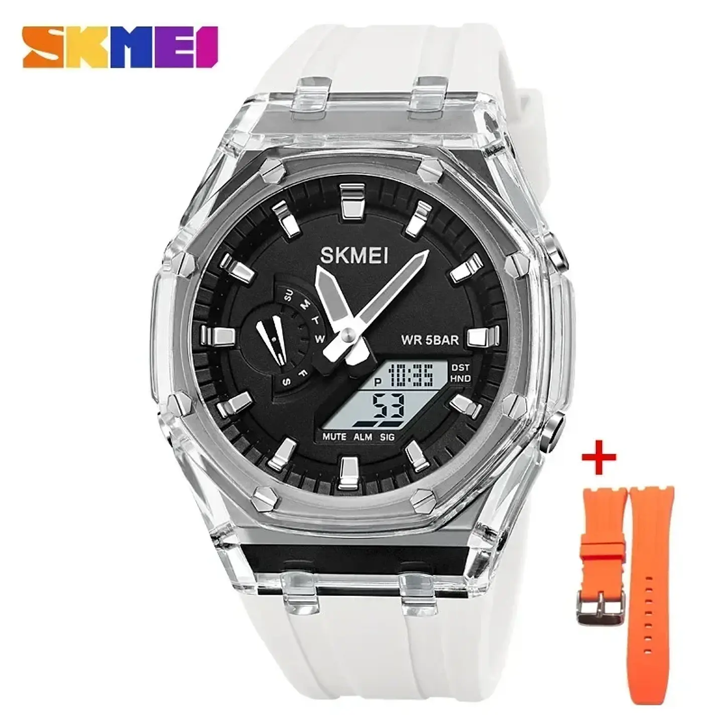 Reloj SKMEI 2100 resistente al agua para hombre, cronómetro de cuenta atrás, luz Led, reloj de pulsera con movimiento electrónico, reloj despertador de 5 horas, relojes digitales 15