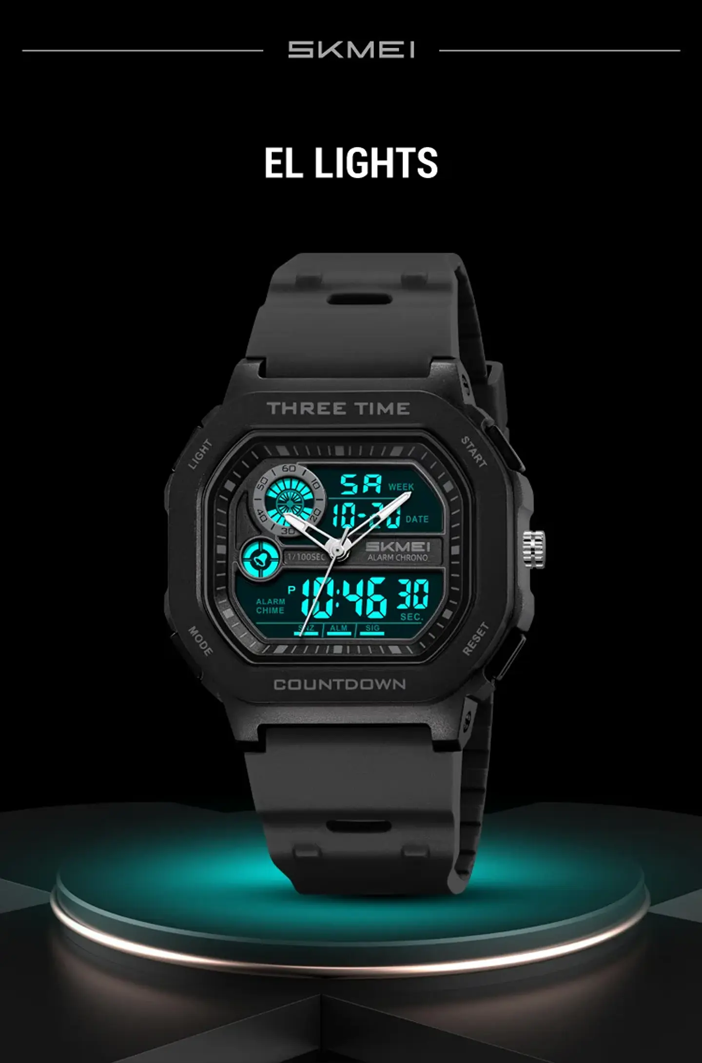 SKMEI 2641 Nuevo Reloj Digital Deportivo de Doble Pantalla para Hombre, Reloj Militar Electrónico Multifuncional a Prueba de Agua. 18