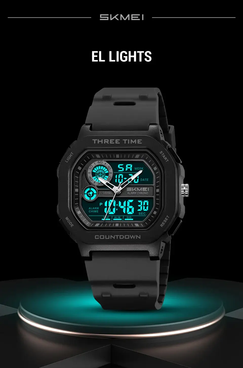 SKMEI 2641 Nuevo Reloj Digital Deportivo de Doble Pantalla para Hombre, Reloj Militar Electrónico Multifuncional a Prueba de Agua. 18