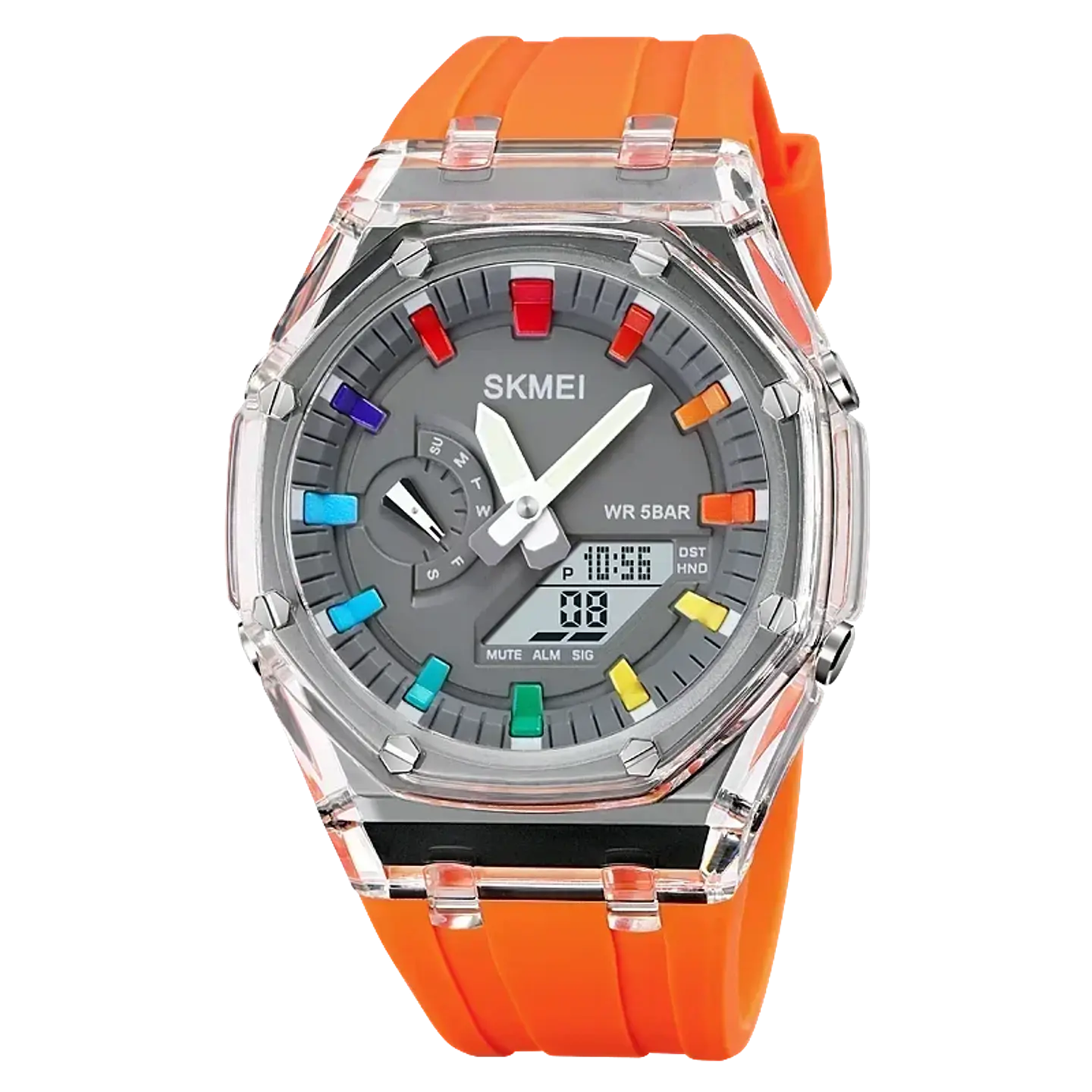 Reloj SKMEI 2100 resistente al agua para hombre, cronómetro de cuenta atrás, luz Led, reloj de pulsera con movimiento electrónico, reloj despertador de 5 horas, relojes digitales 16