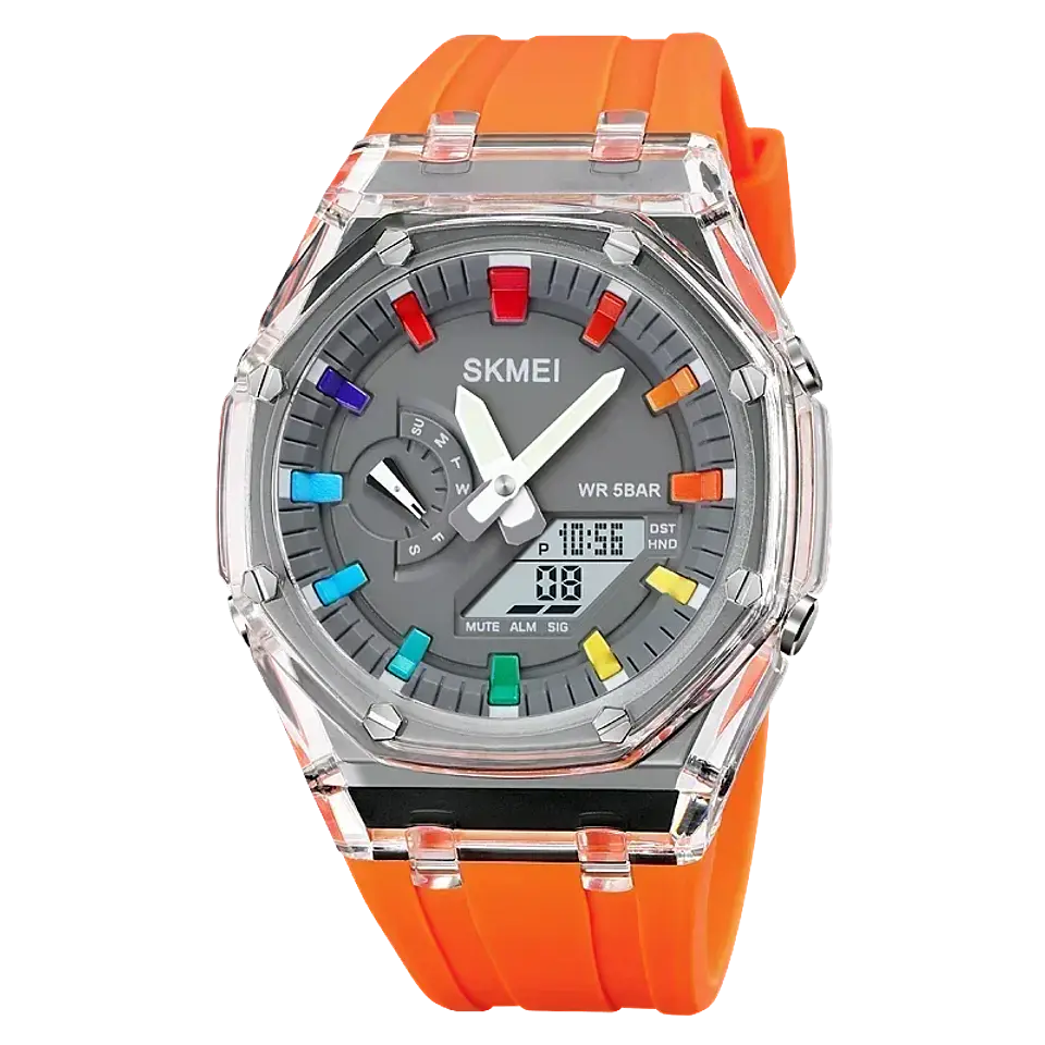Reloj SKMEI 2100 resistente al agua para hombre, cronómetro de cuenta atrás, luz Led, reloj de pulsera con movimiento electrónico, reloj despertador de 5 horas, relojes digitales 16