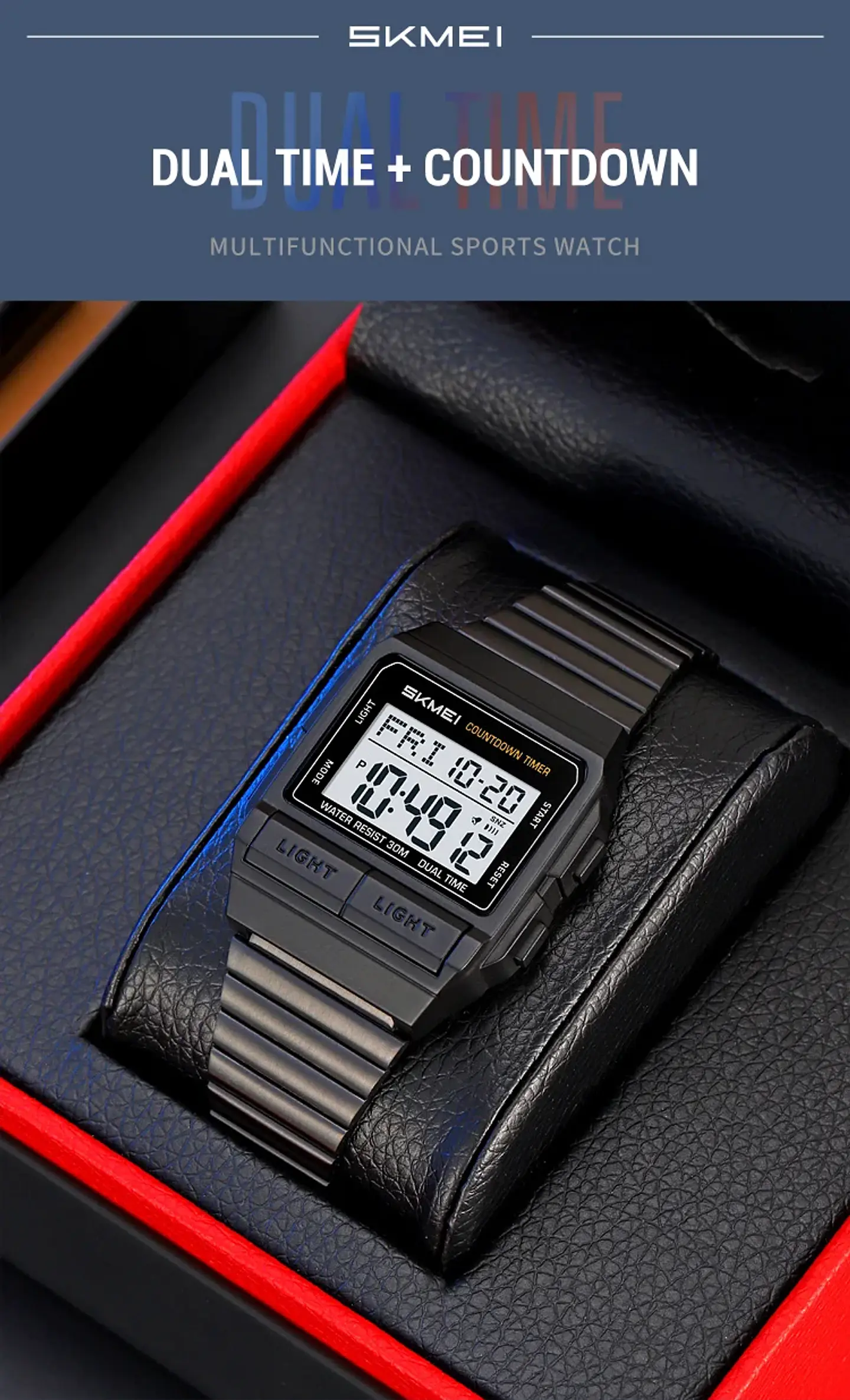 Reloj Electrónico Digital Deportivo SKMEI 2475, Nuevo, Resistente al Agua, para Hombre y Mujer, Diseño Simple, con Luz Nocturna EL, Reloj de Lujo 15
