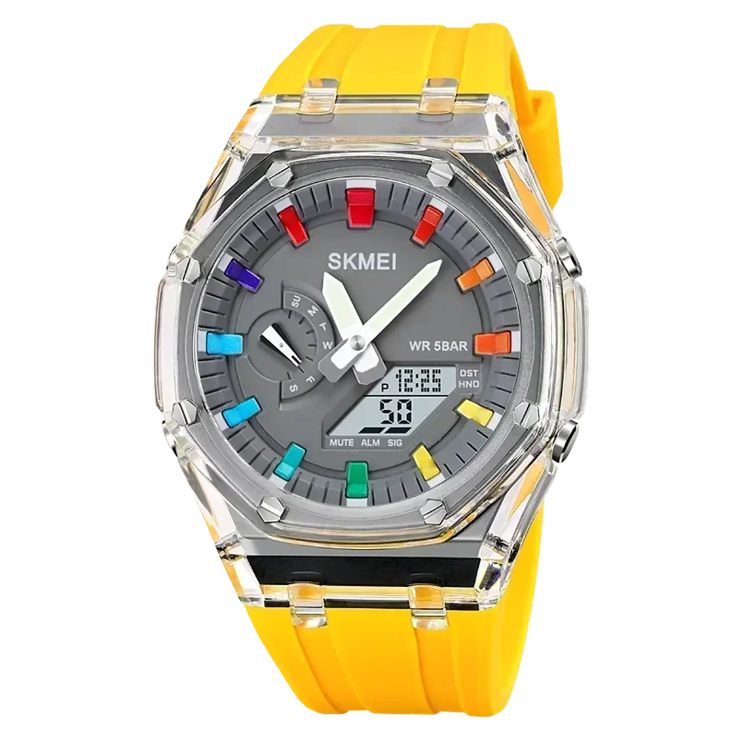 Reloj SKMEI 2100 resistente al agua para hombre, cronómetro de cuenta atrás, luz Led, reloj de pulsera con movimiento electrónico, reloj despertador de 5 horas, relojes digitales 17