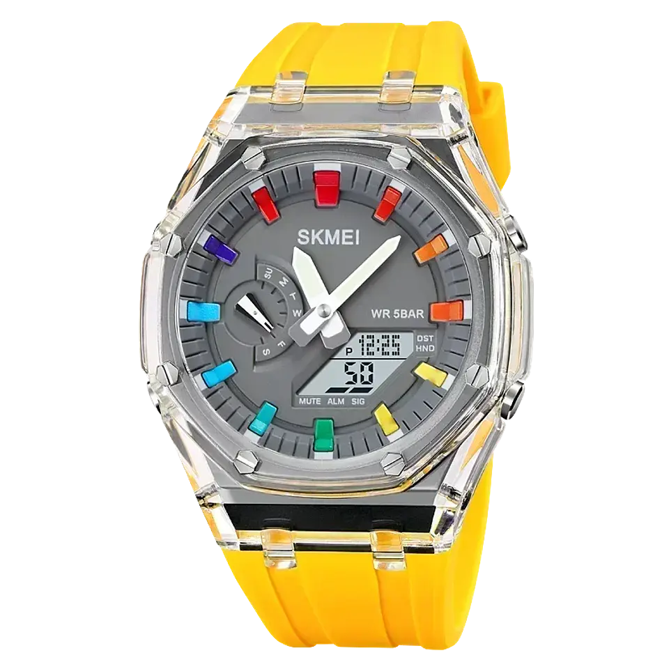 Reloj SKMEI 2100 resistente al agua para hombre, cronómetro de cuenta atrás, luz Led, reloj de pulsera con movimiento electrónico, reloj despertador de 5 horas, relojes digitales 17
