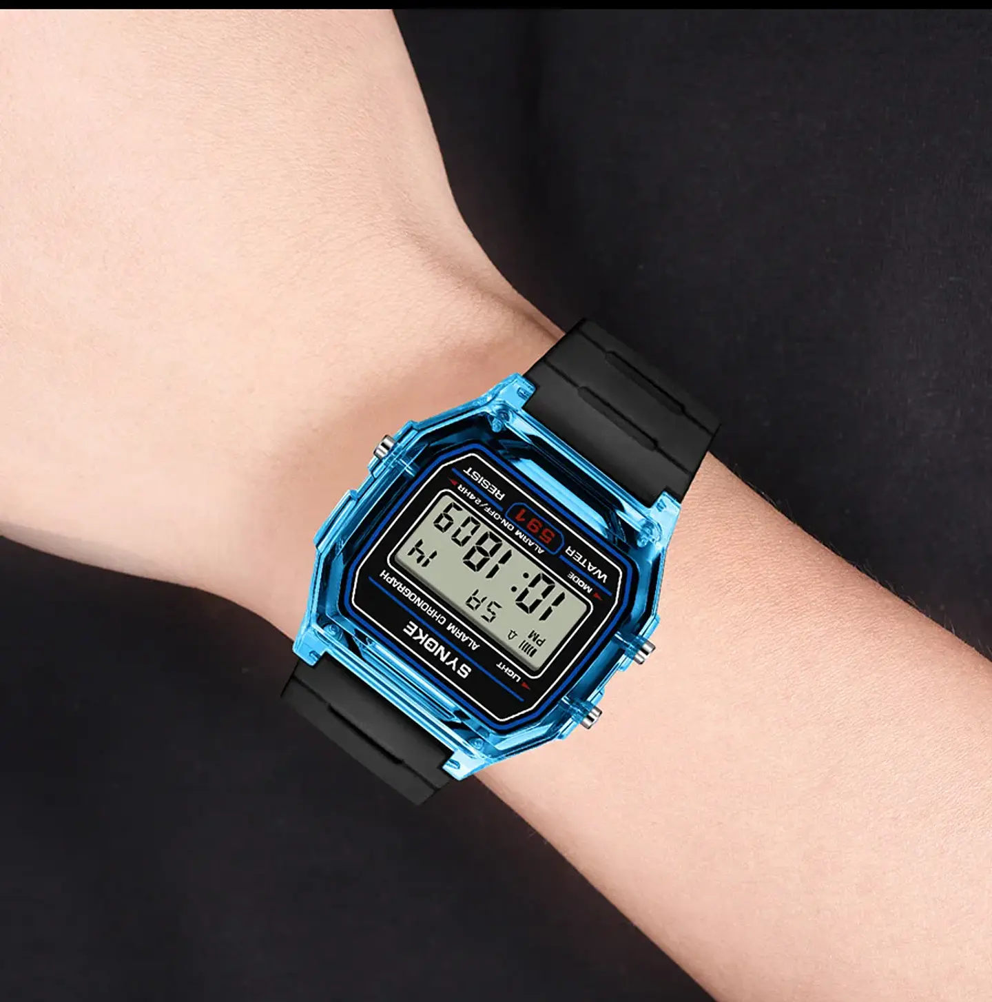 Reloj Digital SYNOKE para estudiantes, reloj deportivo Unisex, reloj deportivo multifunción resistente al agua con LED luminoso, reloj clásico para hombres y mujeres 21