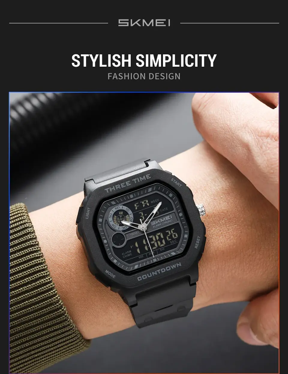 SKMEI 2641 Nuevo Reloj Digital Deportivo de Doble Pantalla para Hombre, Reloj Militar Electrónico Multifuncional a Prueba de Agua. 19