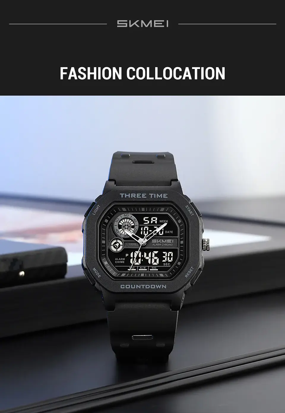 SKMEI 2641 Nuevo Reloj Digital Deportivo de Doble Pantalla para Hombre, Reloj Militar Electrónico Multifuncional a Prueba de Agua. 20