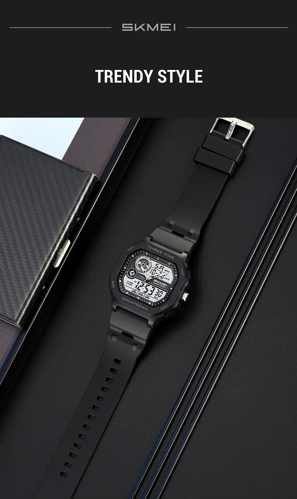 SKMEI 2641 Nuevo Reloj Digital Deportivo de Doble Pantalla para Hombre, Reloj Militar Electrónico Multifuncional a Prueba de Agua. 21