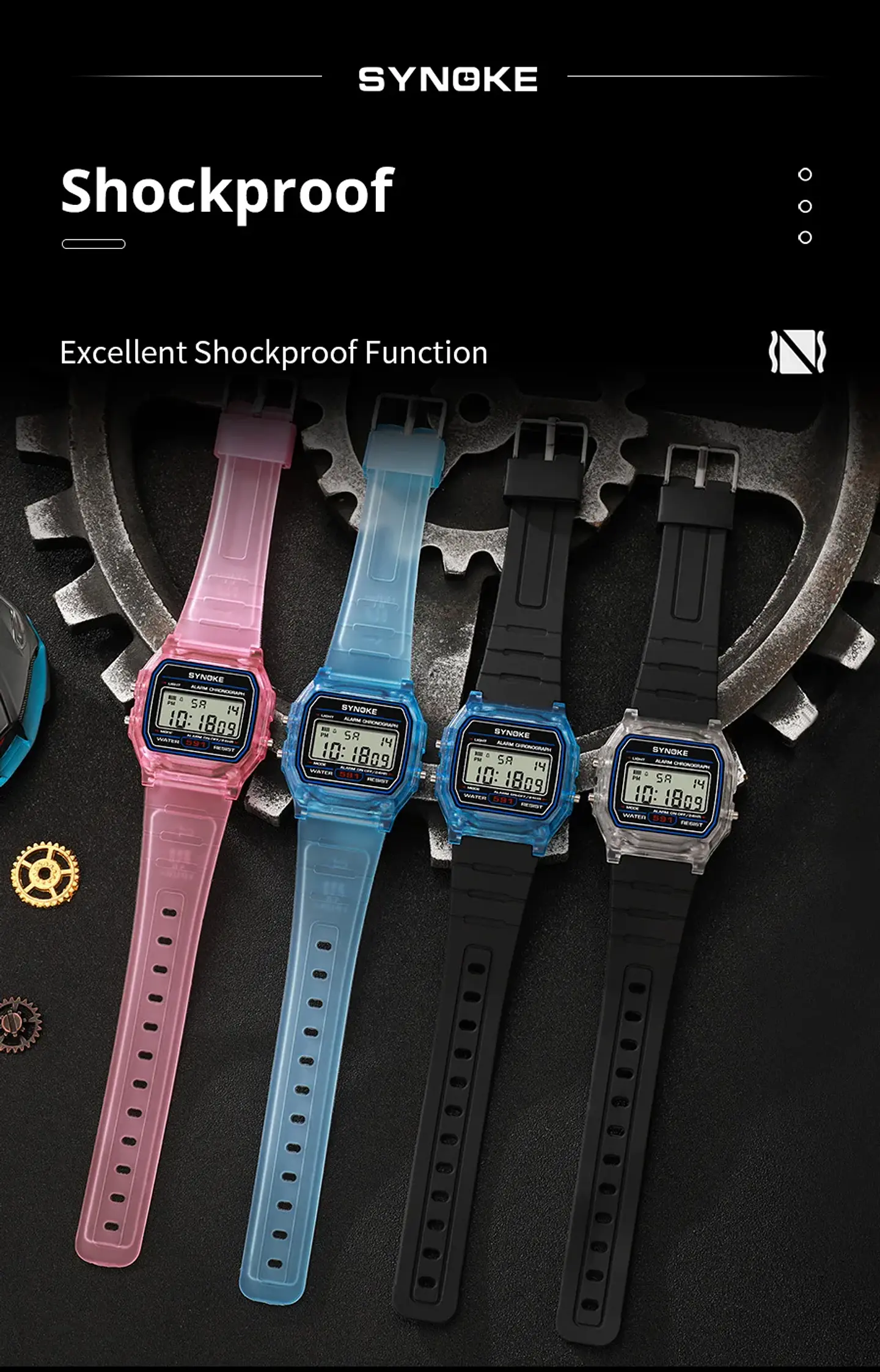 Reloj Digital SYNOKE para estudiantes, reloj deportivo Unisex, reloj deportivo multifunción resistente al agua con LED luminoso, reloj clásico para hombres y mujeres 23