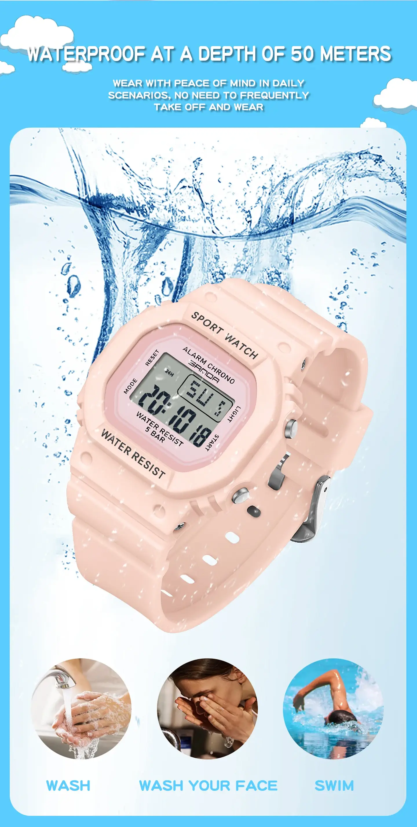 Reloj Digital LED SANDA para niños y niñas, reloj deportivo para niños, reloj electrónico resistente al agua, reloj de regalo informal para niños al aire libre 30
