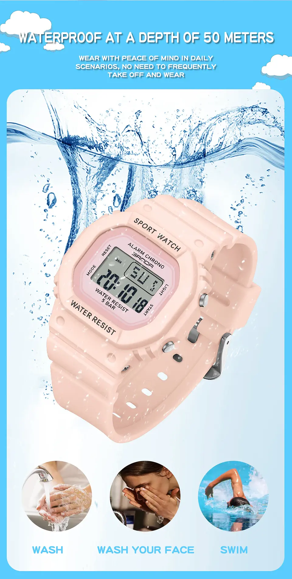 Reloj Digital LED SANDA para niños y niñas, reloj deportivo para niños, reloj electrónico resistente al agua, reloj de regalo informal para niños al aire libre 30